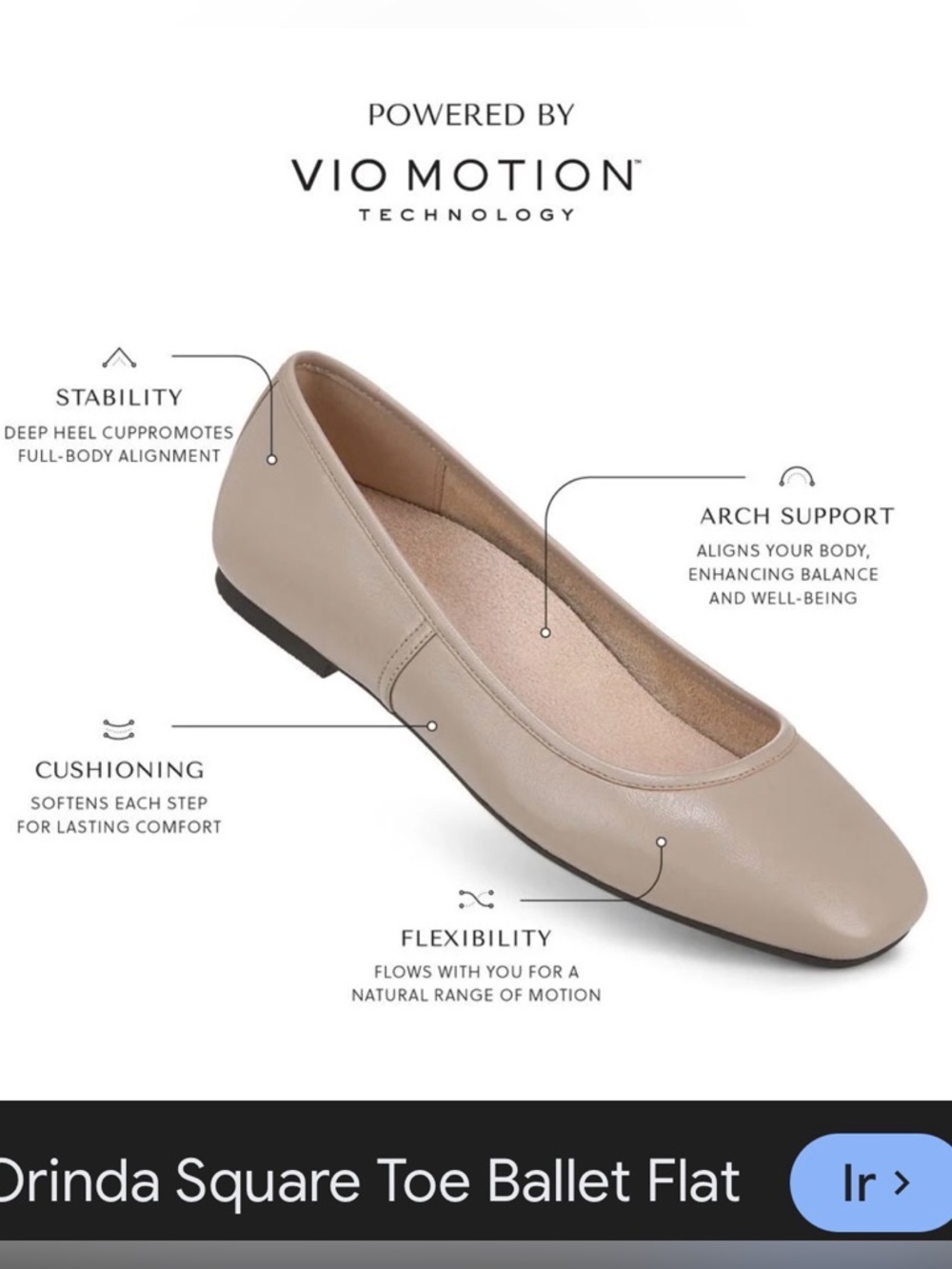 Vionic Orinda Square Toe Ballet Flat 
Size 6 NEW - Picture 4 of 17